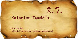 Kolonics Tamás névjegykártya