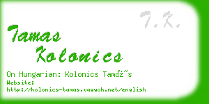 tamas kolonics business card